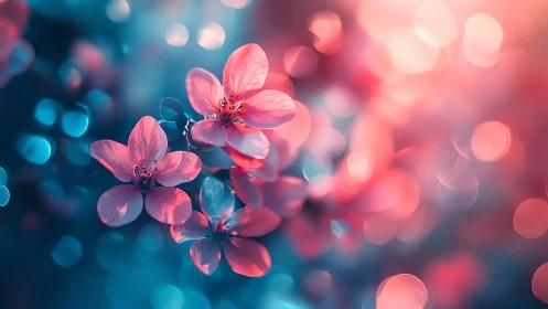Pink Blossoms with Bokeh Glow.