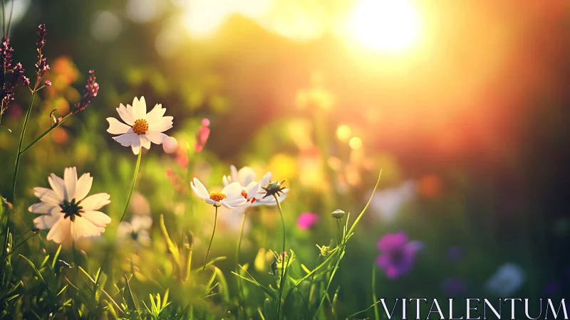 Daisies Caught in Golden Hour Magic.