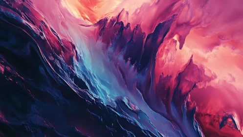 Digital abstract lava waves with neon cyan rift glow.