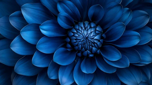 Monochromatic Blue Dahlia: Macro Botanical Depth Study.