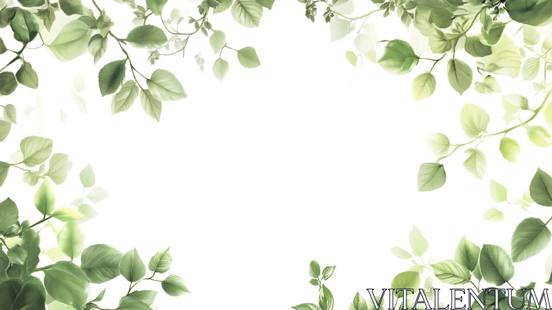 Botanical leaf frame with soft backlit greenery border.