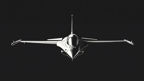 Front orthographic view of single-seat delta wing fighter jet