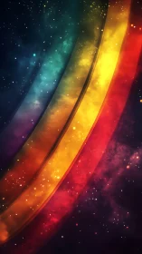 Cosmic ribbons sweep stardust into a neon aurora arc