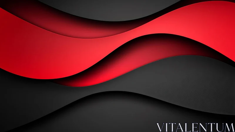 Bold red and black abstract waves in modern minimalist style.