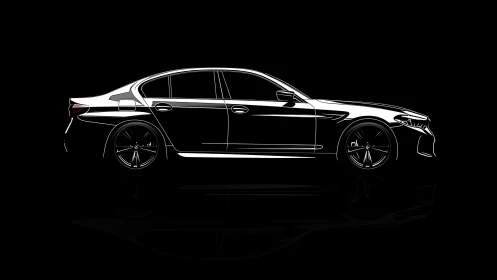 Sleek performance sedan outlined in minimalist neon light.