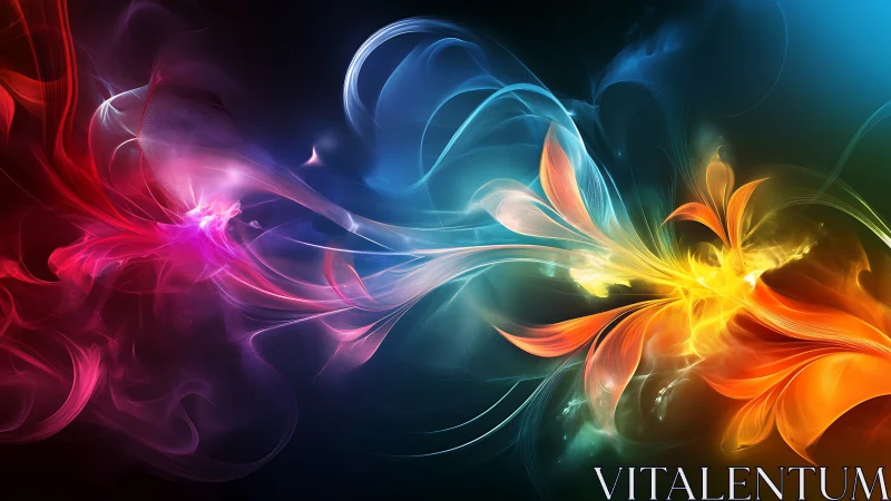 Chromatic energy streams colliding in luminous digital bloom.