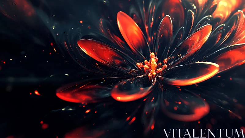 Luminous fractal blossom with molten glass petals glow.