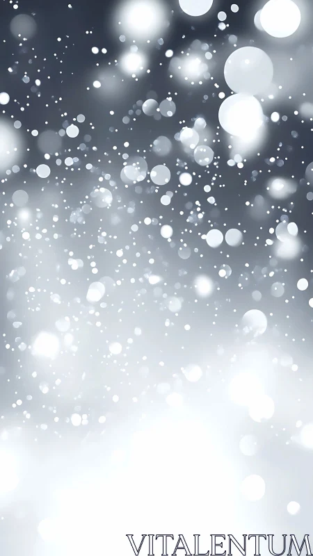 Defocused winter bokeh field with luminous white light orbs
