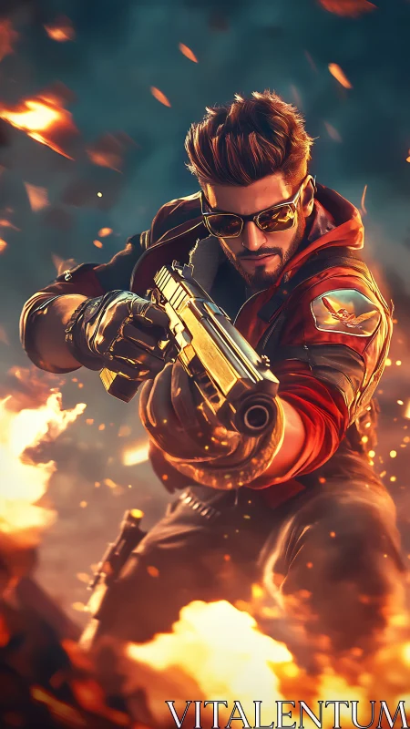 Gunfire blazes forward as a neon rogue slices through chaos