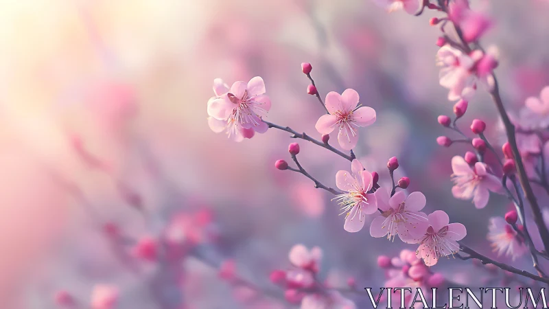 Cherry blossoms in soft focus with selective depth.