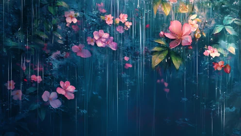 Ambient floral cascade rendered as luminous digital study