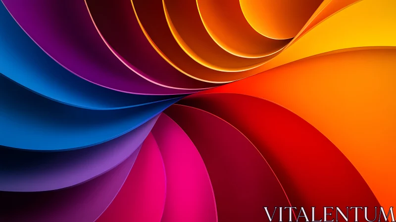 Curved layered abstract waves in multicolor gradient composition.