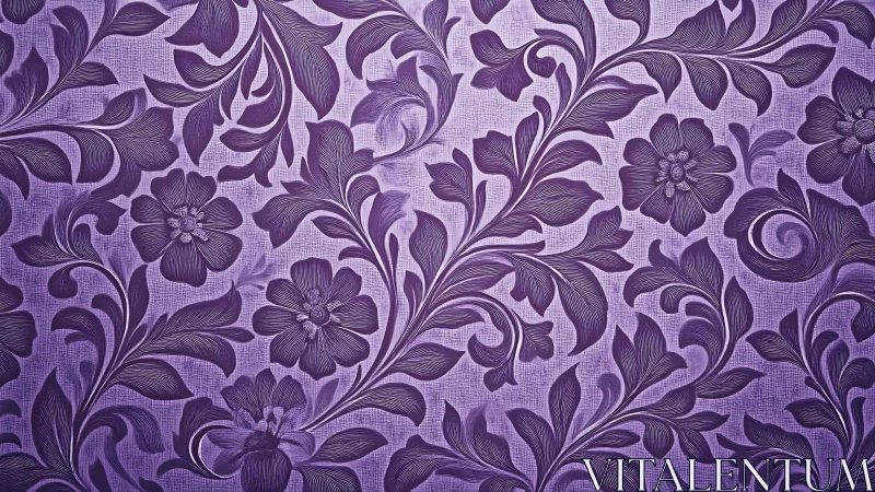 Ornate violet floral relief pattern on textured background.