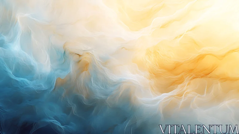 Gradient cloudlike abstraction in blue and warm tones.