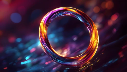 Vibrant Neon Ring in Futuristic Abstract Digital Art Style.