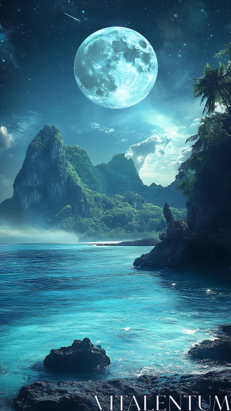 Luminous Moon Over Tropical Paradise Cove.