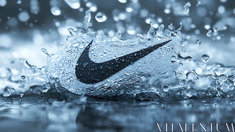 Splashing water swoosh surrounded by lively droplets.