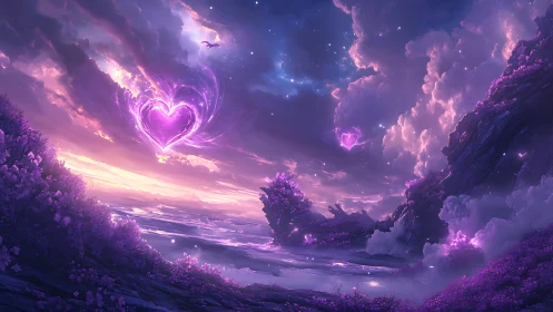 Luminous Hearts Dance Through Ethereal Skies.
