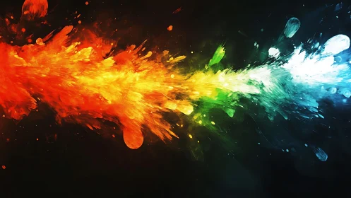 Vibrant paint splash explosion in abstract digital art style.