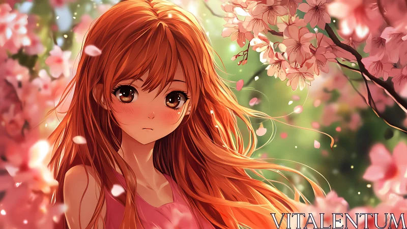 Quiet petal-eyed girl adrift in a soft sakura daydream.