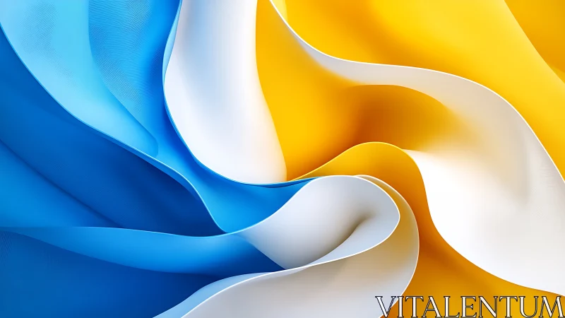 Gentle blue and gold ribbons swirling in soft harmony.