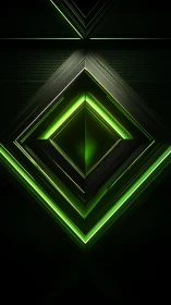 Layered neon diamond structure with radial green core illumination