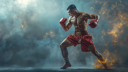 Fierce Boxer in Dynamic Combat Ready Stance