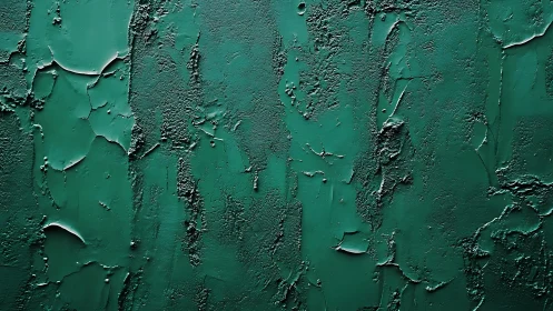 Macro study of textured teal impasto surface with erosion