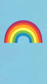 Minimalist seven-band rainbow arch on cyan flat background