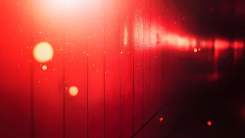 Abstract red hallway with dramatic light flares and modern mood.