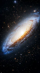 Spiral galaxy core glows amid dense starfield backdrop.