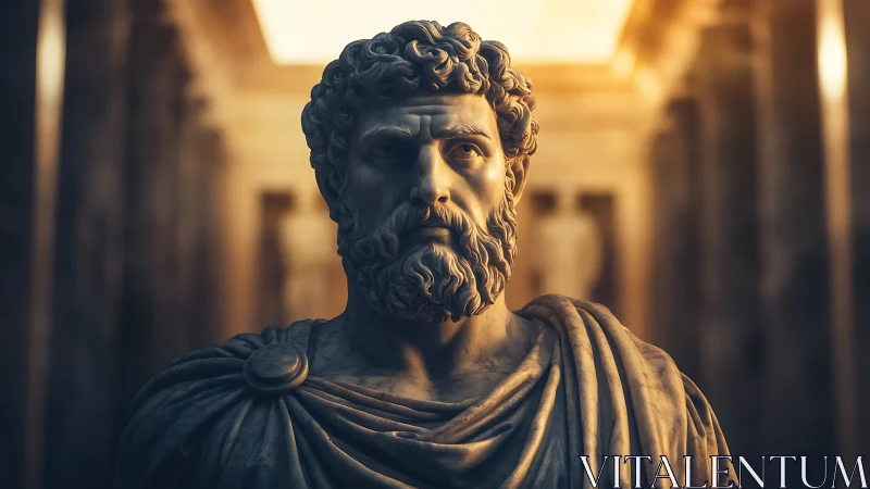 Classical marble bust rendered with dramatic warm chiaroscuro