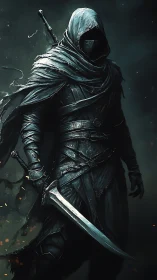 Hooded tactical rogue with dual blades in volumetric fog.