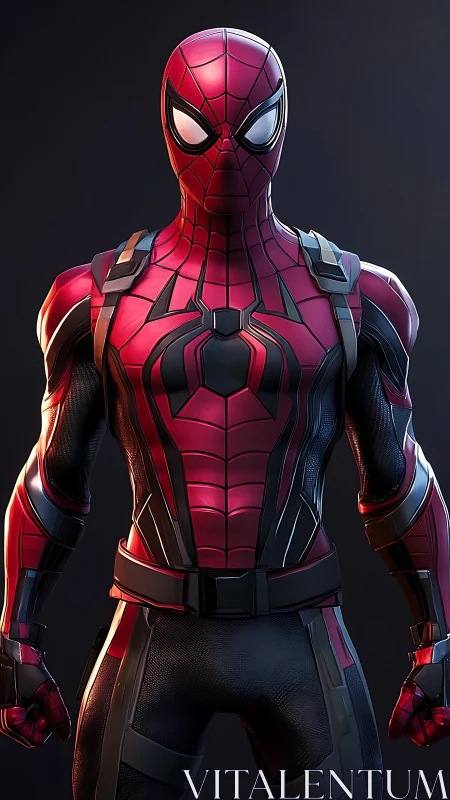 Parametric red arachnid exosuit under studio key lighting.