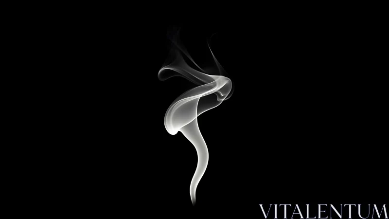 Monochrome smoke plume forming curved abstract shape.