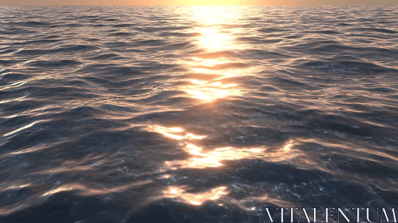 Sunset light reflecting over gentle open sea waves.