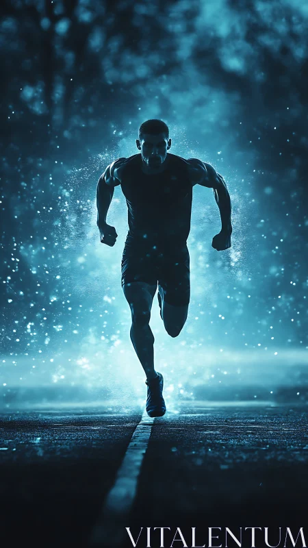 Midnight sprinter carves a glowing corridor through time