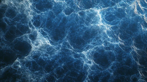 Fractal ocean surface with turbulent caustics and deep voids