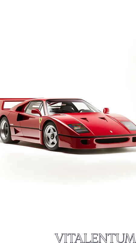 Iconic red supercar rendered on pristine white ground.