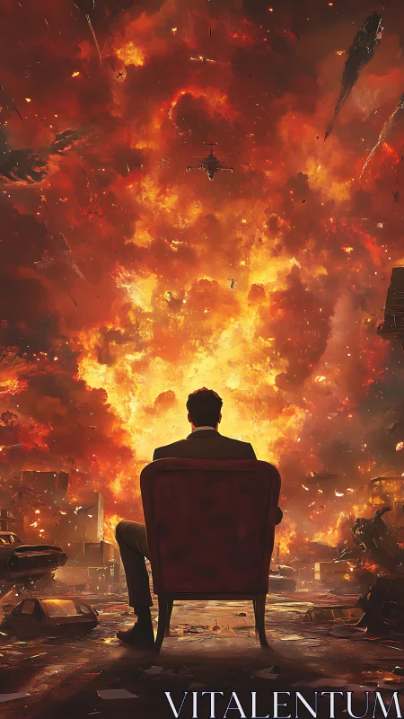 Solitary Strength Amid Chaos and Flames.