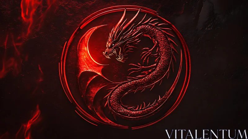 Inferno-coiled crimson dragon sigil in molten eclipse glow.
