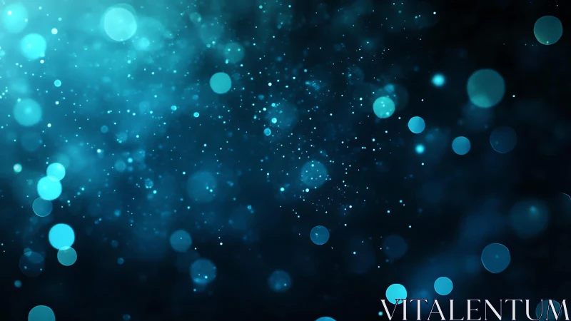Abstract blue bokeh lights background with glowing particles, digital style.