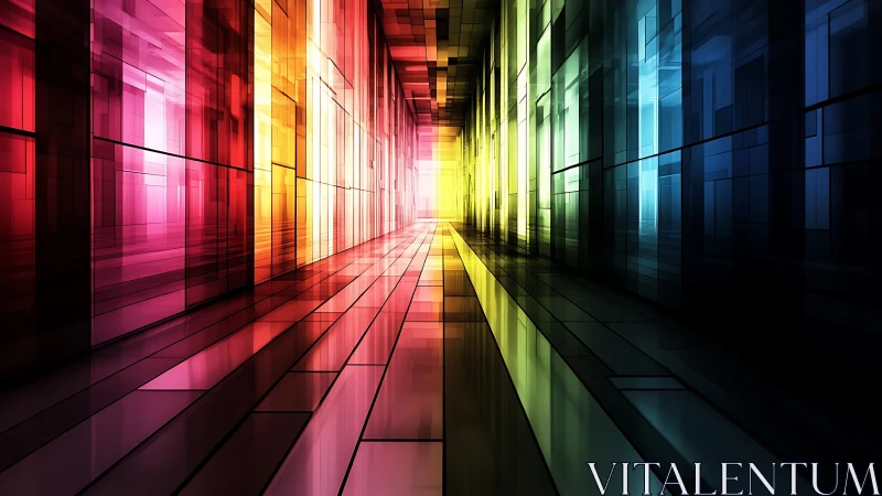 Prismatic data corridor melting toward a luminous vanishing point.