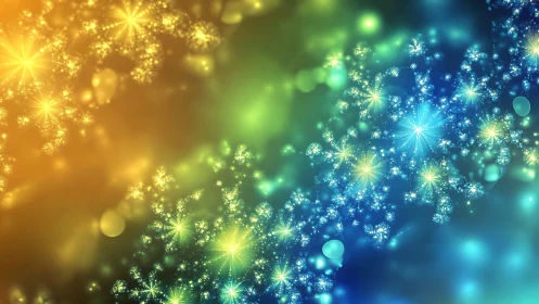 Fractal fireflies drift like stardust across shifting nebulae