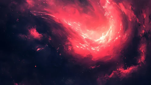 Fiery cosmic vortex glows softly within deep violet space