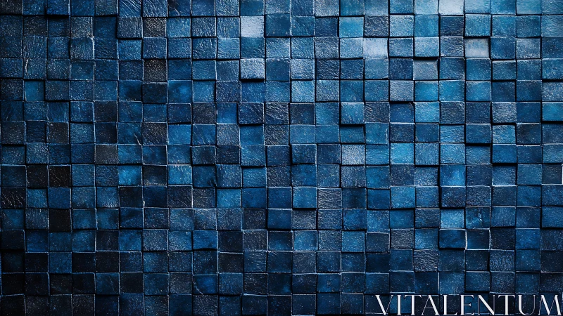 Dark blue square tile mosaic surface with subtle texture.