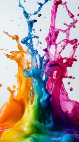 High-speed macro splash of multicolored liquid pigments in air