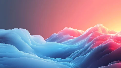 Luminous pastel mountains under vibrant digital sunrise.