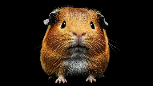 High-resolution digital rendering of frontal guinea pig portrait.