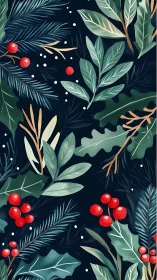 Festive winter foliage pattern evokes cozy seasonal charm